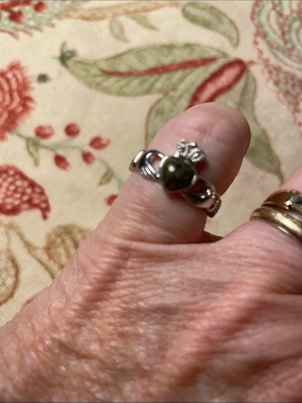 Authentic Solvar Sterling Silver Connemara Marble Woven Band Ring
